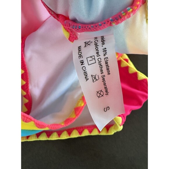 Sexybody Bandeau Bikini Strapless Bikini Neon Color Block Two Piece swimsuit S - Picture 10 of 13